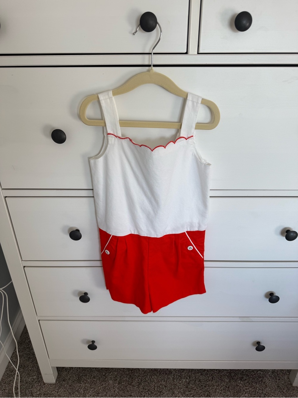 Janie and Jack White Romper with Orange Trim